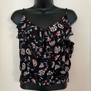 Forever 21 Black and Pink Ruffled Camisole
